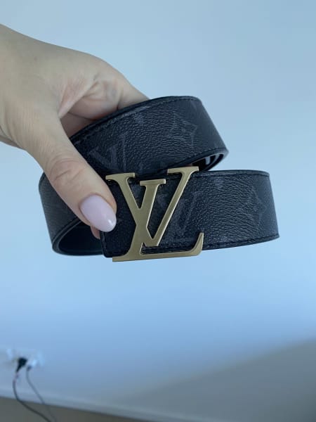 Pre-owned Louis Vuitton Initiales Leather Belt In Blue