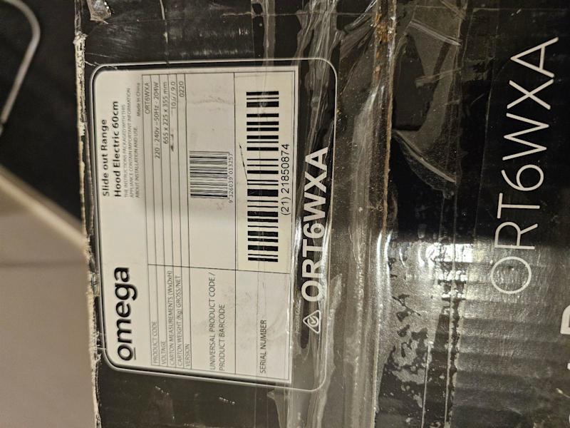 OMEGA 60cm Slide out RangeHood .ORT6WXA63470139039106111