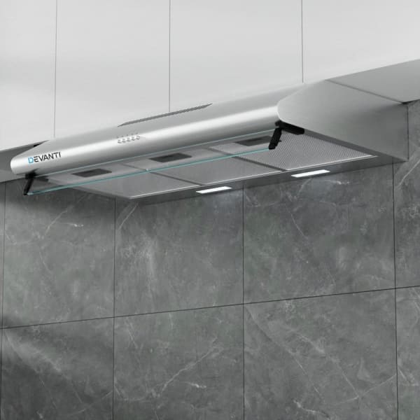 Range Hood 900mm Fixed Stainless Steel Finish Glass Visor3 Speed Fan630195378694421114