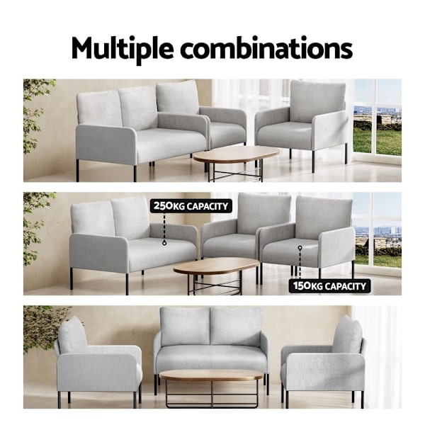 Armchair 4 Seater Sofa Set Pillow Gery Kane62863406595074114