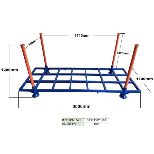 STACKABLE STILLAGE CAGE EXTRA LARGE - 3M LONG, 1000 KG CAPACITY63437765807745110