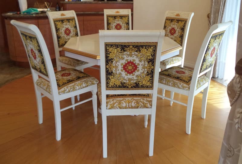 versace style dining table and chairs