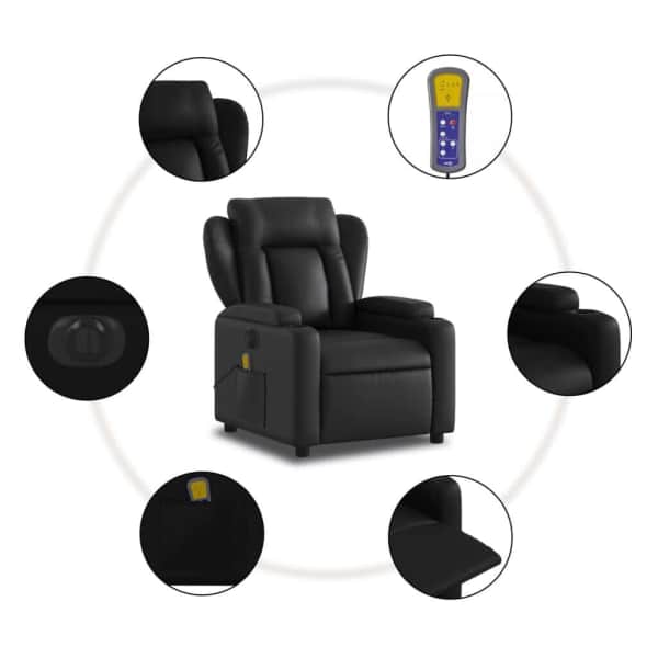 Electric Massage Recliner Chair Black Faux Leather62863381515394114