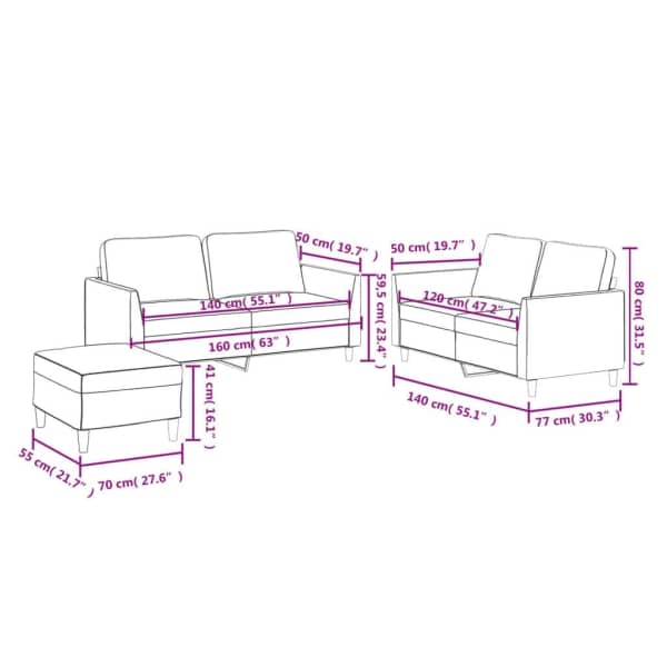 3 Piece Sofa Set with Cushions Cappuccino Faux Leather62863411804675112