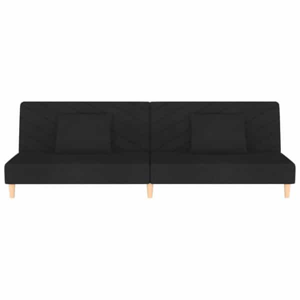 2-Seater Sofa Bed with Two Pillows Black Fabric62863374329603111