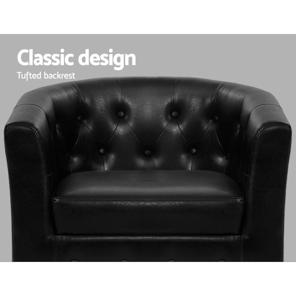 Armchair Set with Ottoman Black Ava62863383143682112