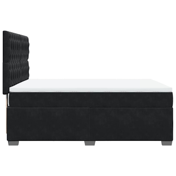 Box Spring Bed with Mattress Black Double Velvet62866849492739111