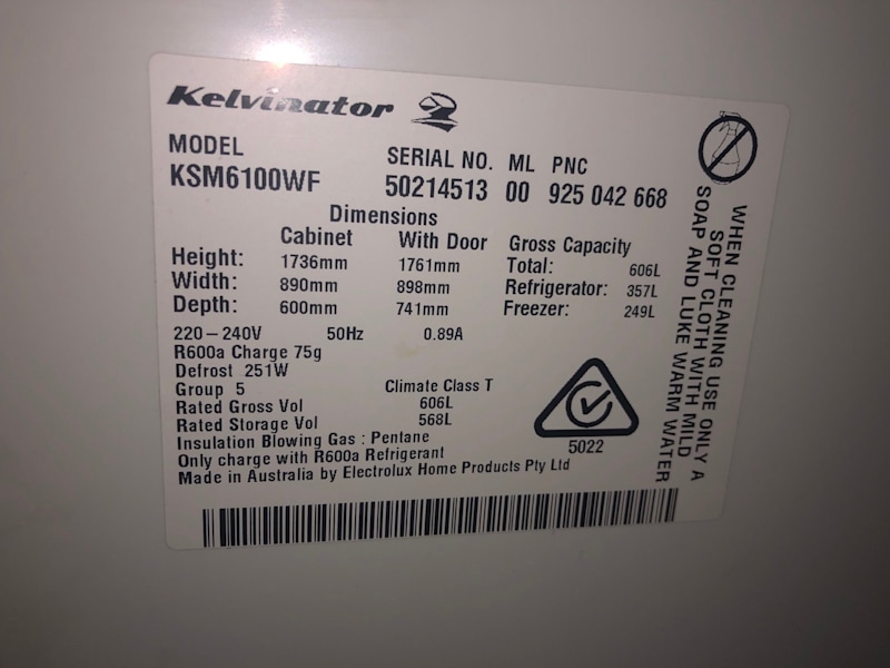 Kelvinator Fridge63017319029761113