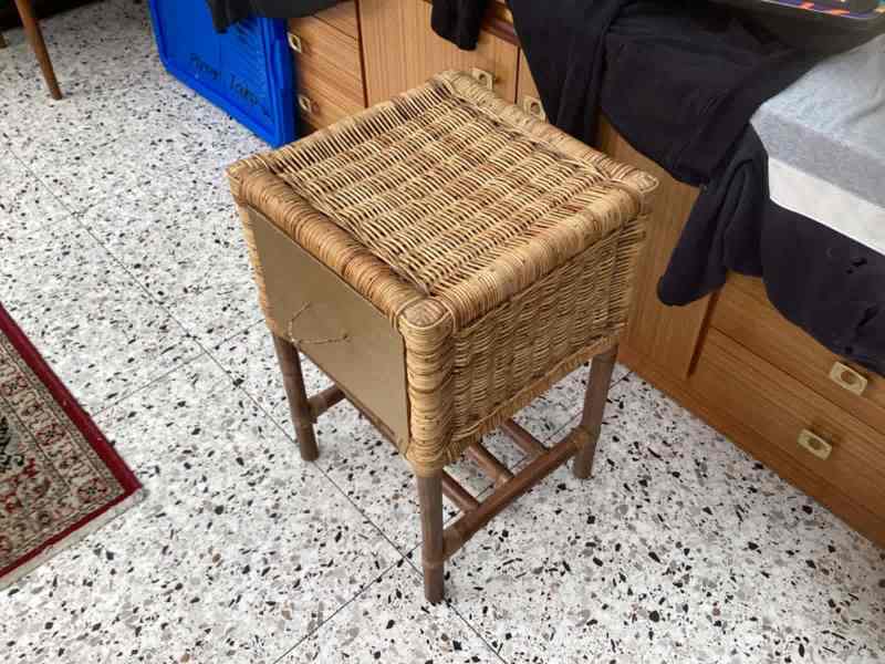 Vintage cane bedside/ side table with shelf62864724297602112