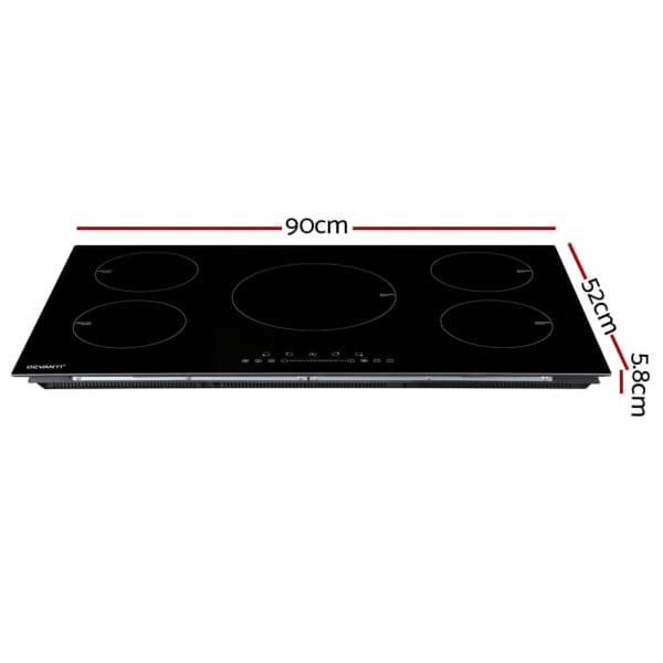 Devanti Induction Cooktop 90cm Electric Cooker Ceramic 5 Zones Stove63016485262083113