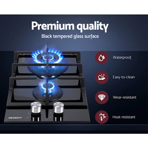 Gas Cooktop 30cm Gas Stove Cooker 2 Burner Cooktop Knobs NG LPG63016484661633112