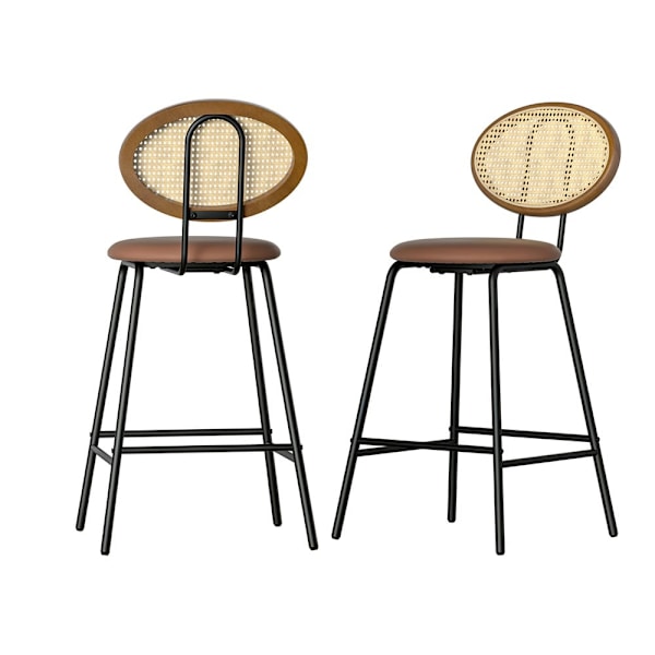 2x Bar Stools PU Leather Stools Brown62863377737345114