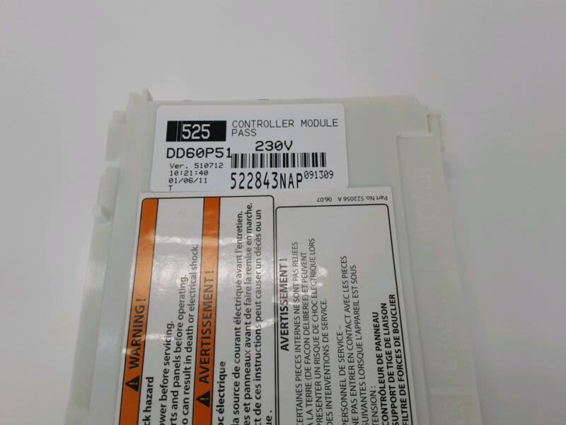Fisher & Paykel Dishdrawer DD605 Dishwasher Control Module # 522843NAP63442999010307111