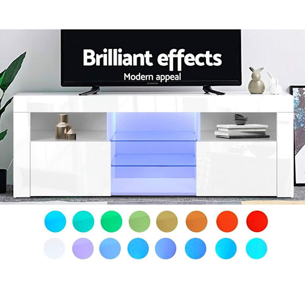 Entertainment Unit TV Cabinet LED 160cm White Bobi62863380037889113