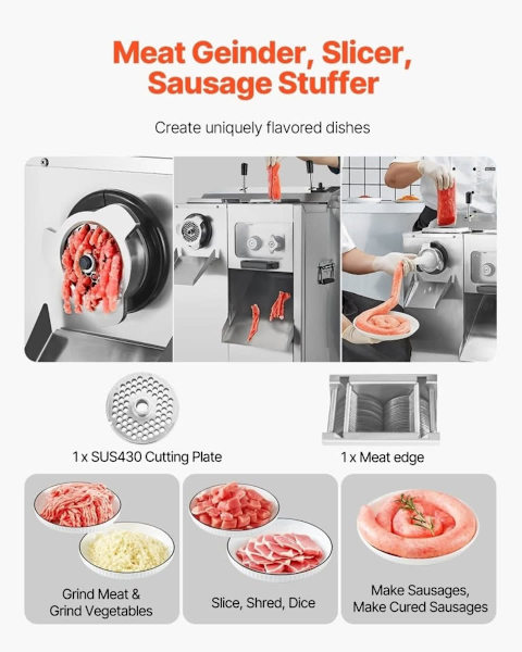Commercial Electric 3 in 1 Meat Grinder & Meat Slicer machine 1100W63016059018626112
