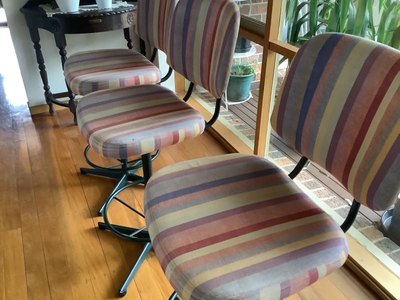 striped fabric bar stools