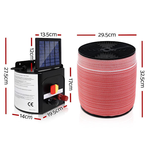 Fence Energiser 3KM Solar Powered Electric 2000M Poly Tape63007512388610113