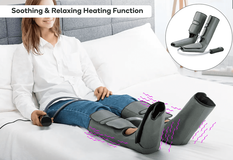 Leg & Foot Pressure Massager Machine Heated Electric Air Compression 63019079575811111