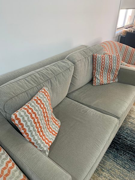 Two Grey Sofas with 2 Contrast Chairs included and matching pillows62863413155203111