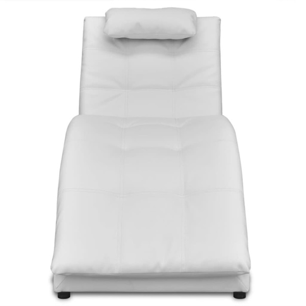 Chaise Longue with Pillow White Faux Leather...62863413089667111
