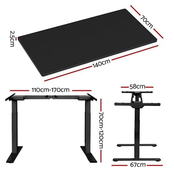 Standing Desk Motorised Dual Motor Black 140CM62864724098307114