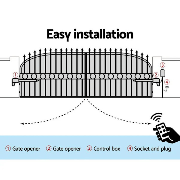 AU STOCK  Automatic Gate Opener Double Swing Remote Control Kit 800KG63019536415491112