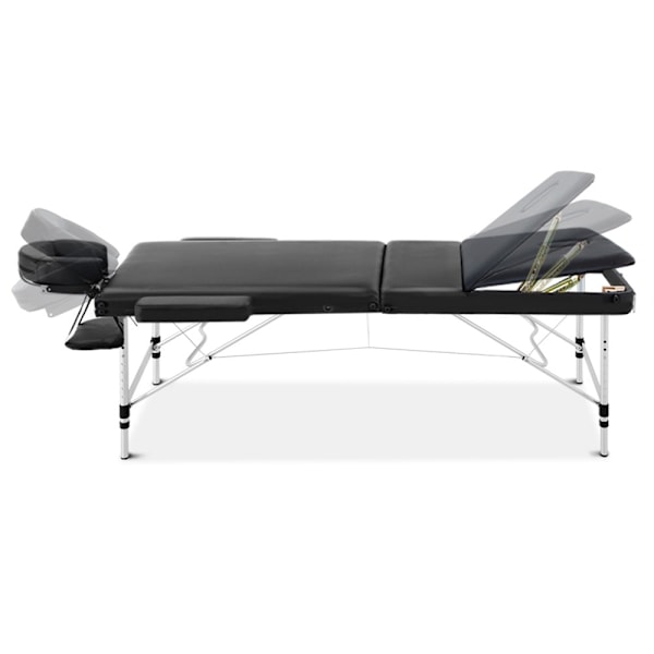 Massage Table 70cm Portable 3 Fold Aluminium Beauty Bed Black62863375751682111