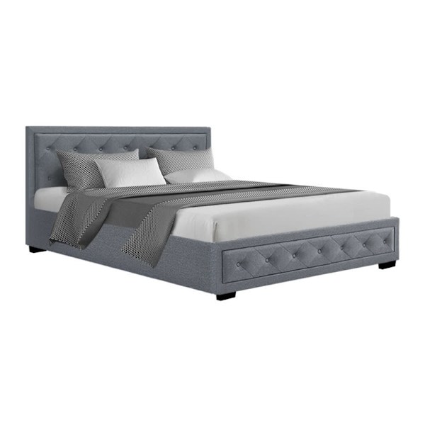ELVA Luxury Bed Frame with Gas Lift Storage & Tufted Headboard - Queen62863408249985112