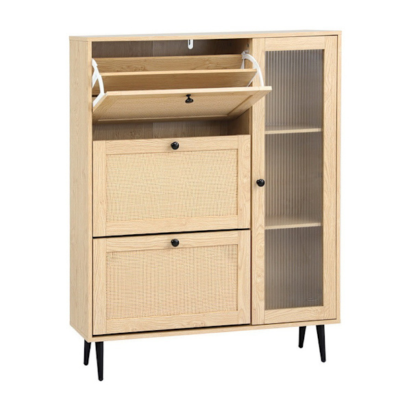 Shoe Rack Cabinet 3 Flip-out Drawers Pine62863406752769112