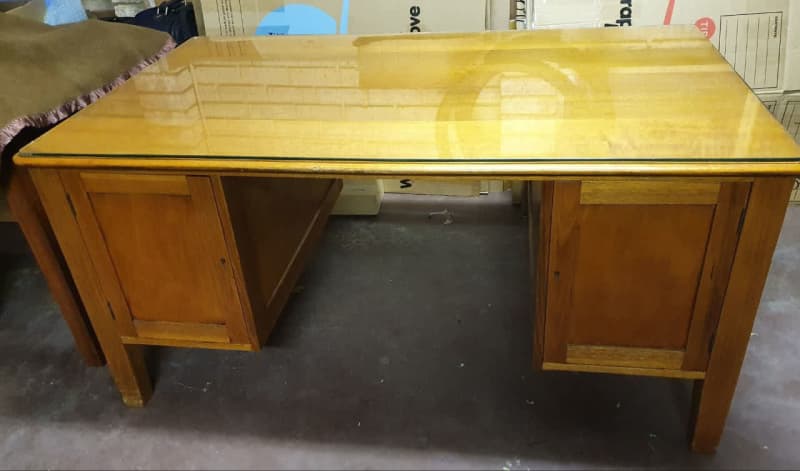 Vintage Office Desk With Multiple Drawers & Protective Glass Top | Desks |  Gumtree Australia Margaret River Area - Augusta | 1315163327