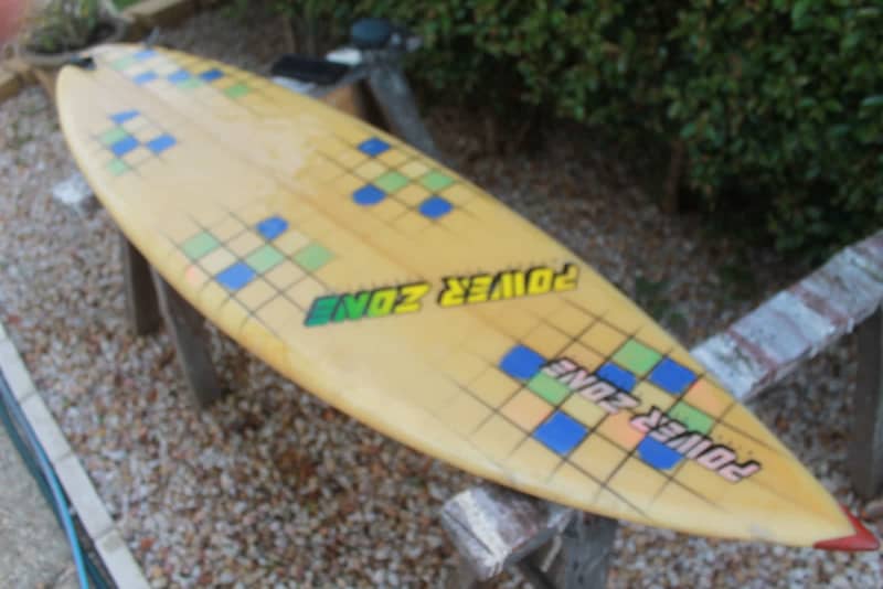 RETRO POWER ZONE SURFBOARD ,BYRON BAY ,BRIAN INGHAM 5'10