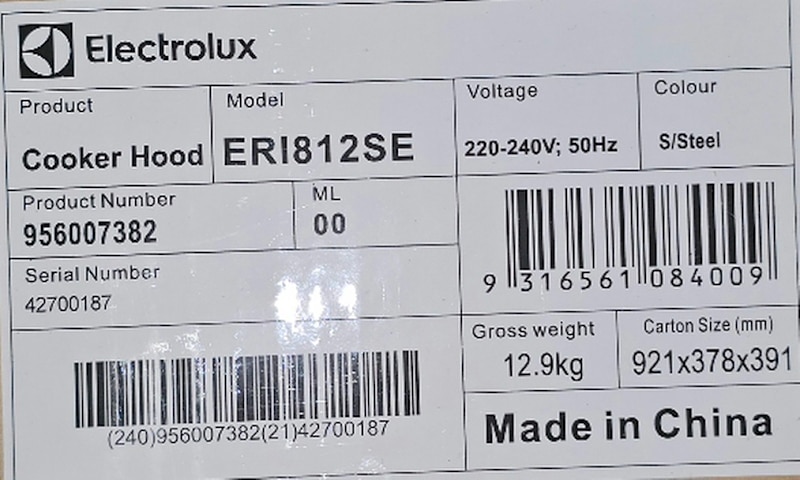 Electrolux kitchen range hood63015641232001112