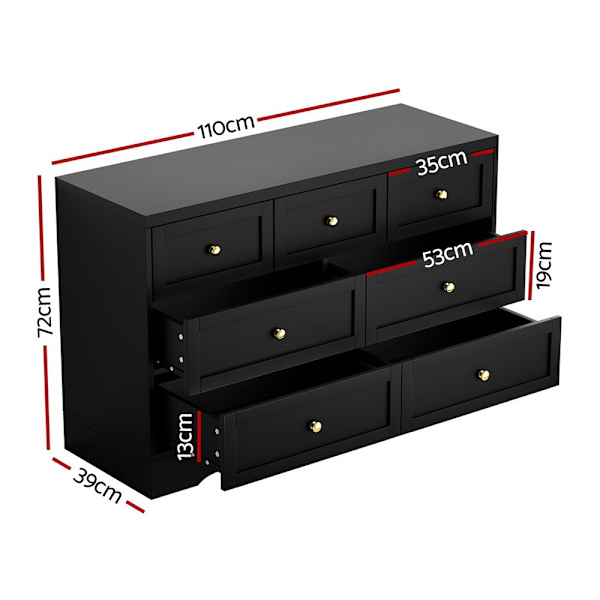 7 Chest of Drawers Dresser Table Black62863840855171113