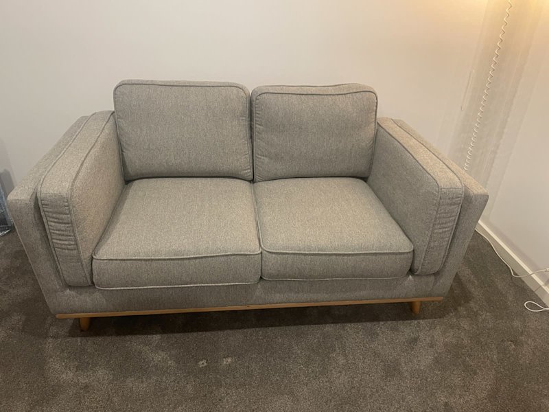 2 seater sofa - light grey fabric - As New condition62929669277314113