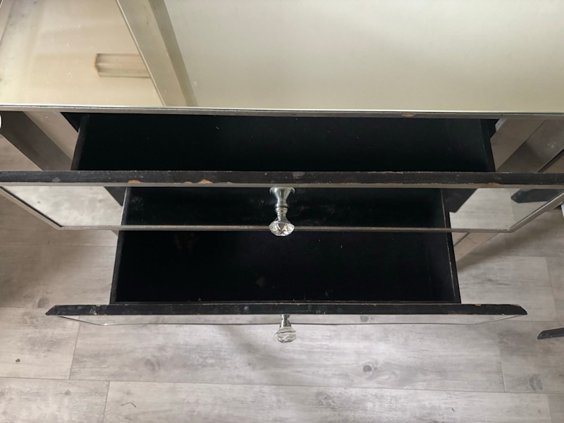 3x Stunning Mirrored Mirror Bedside Table / Console Hallway Unit62863412861955114