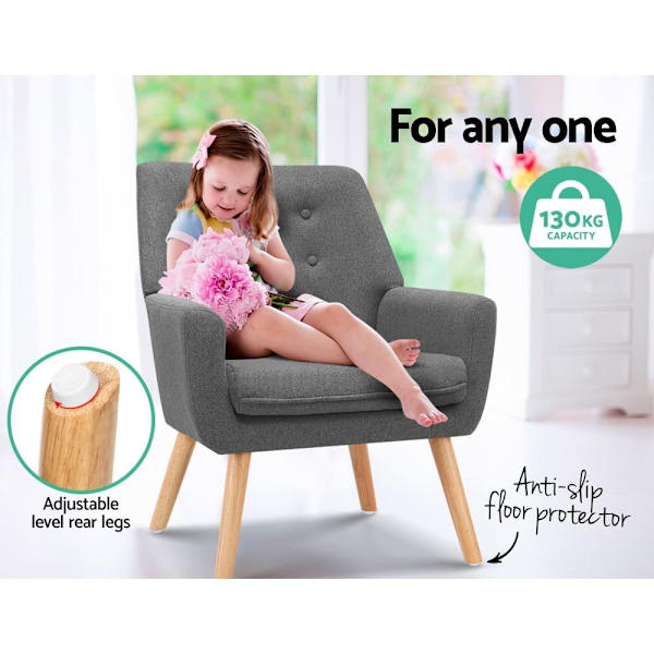 Armchair Linen Fabric Grey Charcoal62863377267969111