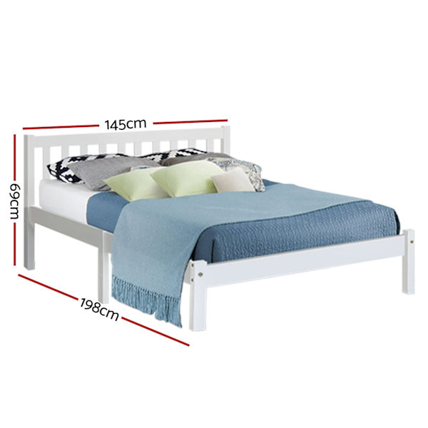 LILLI Eco-Friendly Wooden Bed Frame with Headboard - Double Size, Whit62863406495235113