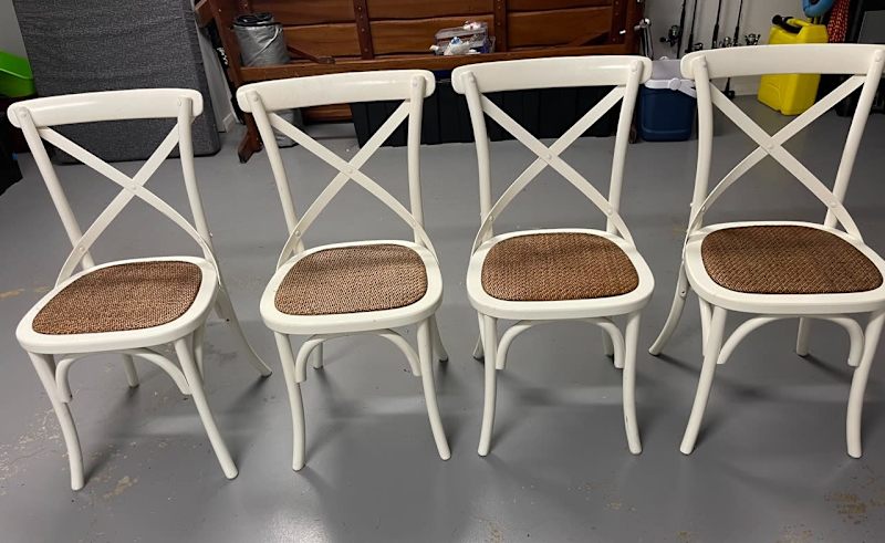OZ Design 4 x timber cane chairs in Very good condition62863378399361111
