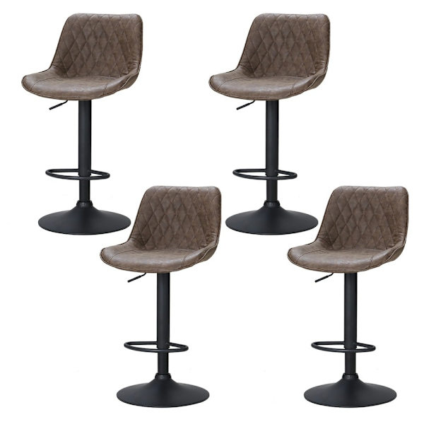 4x Bar Stools Gas Lift Vintage Leather Brown62863384801794112