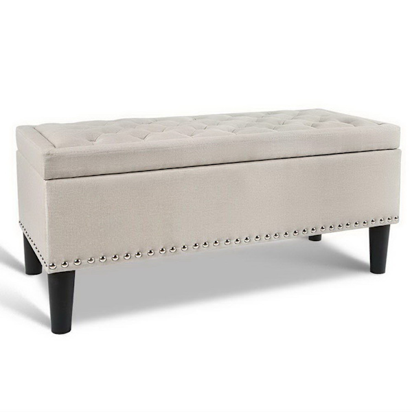 Storage Ottoman Blanket Box 96cm Linen Taupe62863379690498112