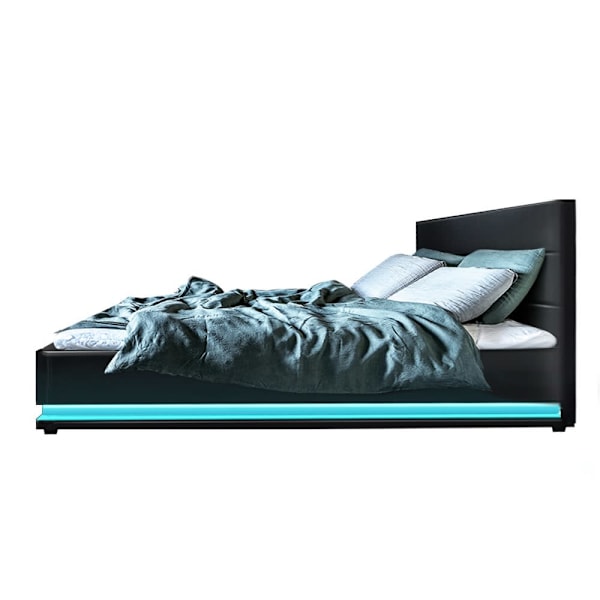 HILDA Stylish Bed Frame with Gas Lift Storage & LED Lights - King Sing62863374593795113