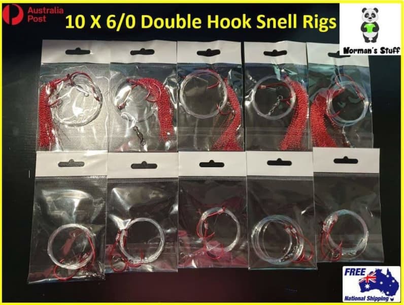 10 X 6/0 Snell Rig - Fishing Rig - Snapper Rig - Twin Hook