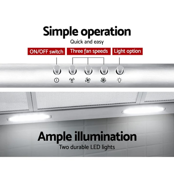 AU STOCK Fixed Range Hood Stainless Steel Kitchen Canopy 90cm 900mm63019077833987111