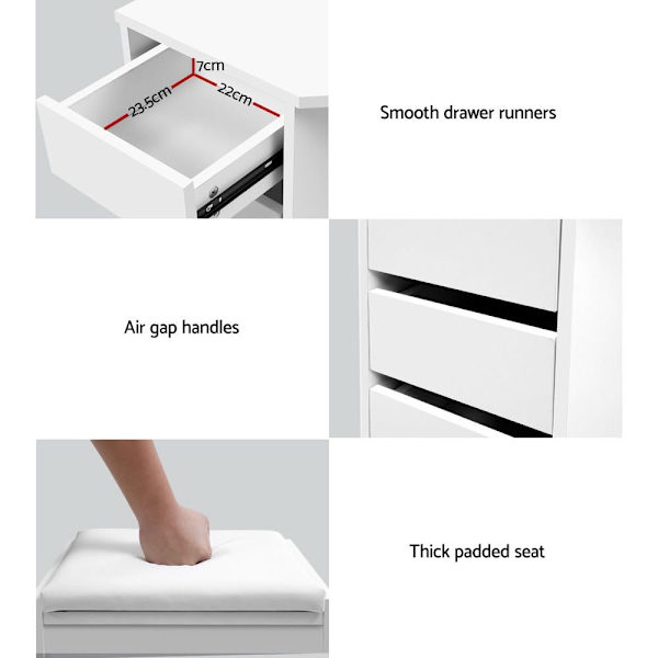 Dressing Table Stool Set Corner 5 Drawers White62863839268227113