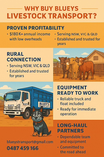 Livestock transport business NSW VIC AND QLD 63008311196417110