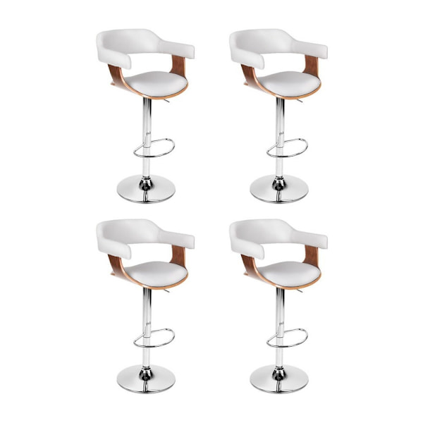 4x Bar Stools Gas Lift Leather with Armrest White62863384748419111