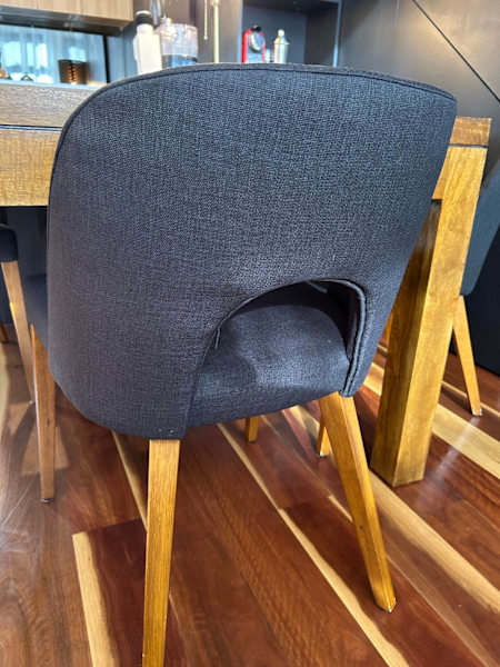 Shack Wooden Dining Table & 6 Black Linen Chairs62929669628545111
