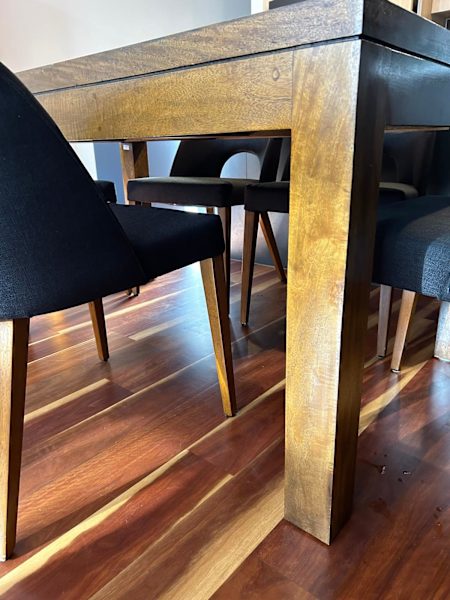 Shack Wooden Dining Table & 6 Black Linen Chairs62929669628545114