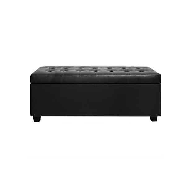 Storage Ottoman Blanket Box 97cm Leather Black62863378916227113