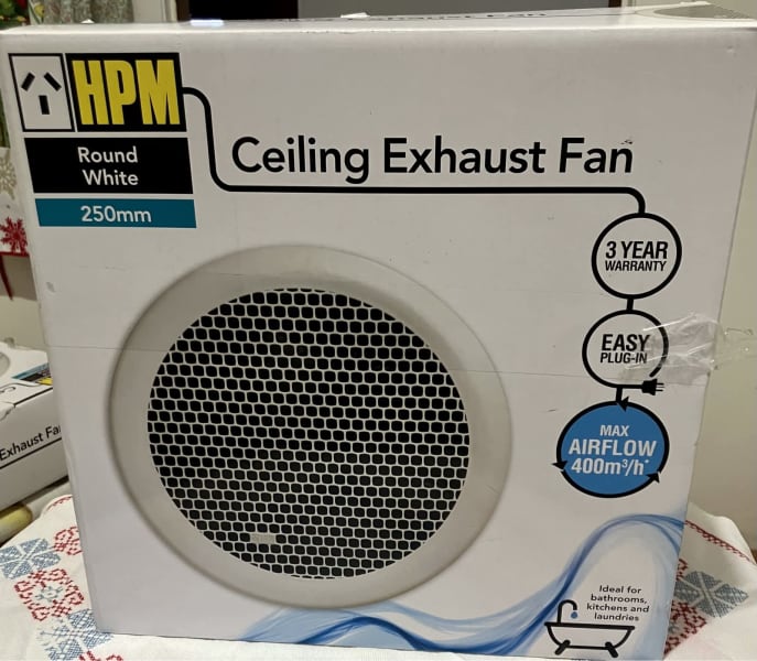 Hpm 250mm White Round Ceiling Exhaust Fan Shelly Lighting